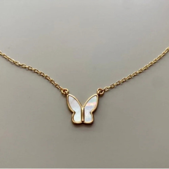 Gold Plated MOP Butterfly Dainty Necklace - Picture 11 of 16